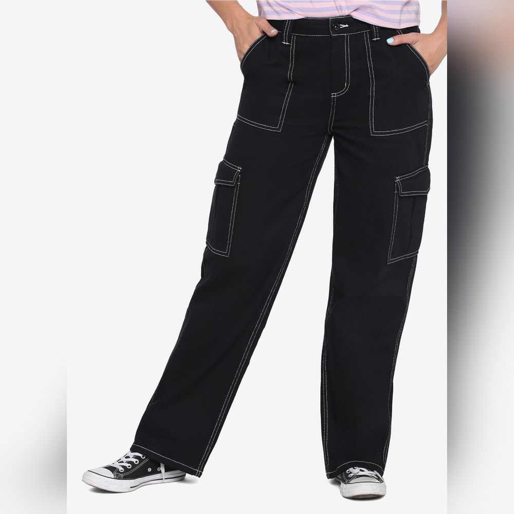 HOT TOPIC Black & White Hi-Rise Carpenter Pants Size 20
